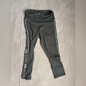 Zyia Active Olive Green Active Leggings with Side Stripe